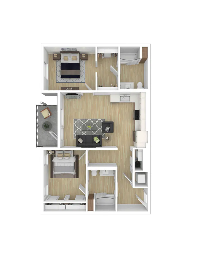 2x2 B 0836 floor plan